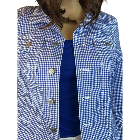 Talbots Classic Jean Jacket in Gingham Size XS NWOT - Picture 8 of 10
